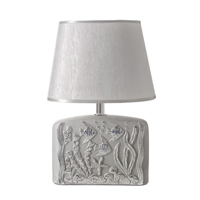 Настольная лампа с абажуром RISALUX «Океан», Е14, 40 Вт, серебро, 20×15×30 см