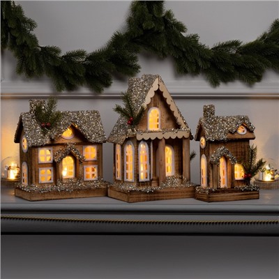 Фигура деревянная «Изба», 26×23×12 см, 5 LED, батарейки AAx2 (не в комплекте), свечение теплое белое