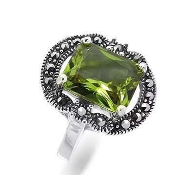 Кольцо из серебра марказит, султанит, SL-AGA4