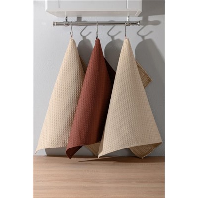 Набор вафельных полотенец в подарочной упаковке (Бежевый, шоколад, бежевый)