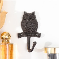 Настенный крючок декоративный «Филин», чугун, панно-ключница, 12×7×3 см