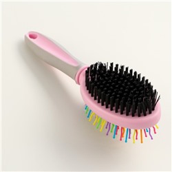 Двусторонняя щётка - расческа с волнистыми зубьями, средняя, 6×19 см, розовая