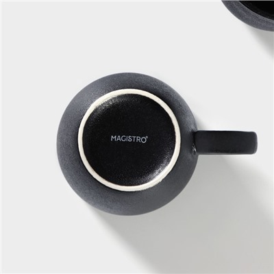 Кружка Magistro Carbon, 380 мл, фарфор, чёрная