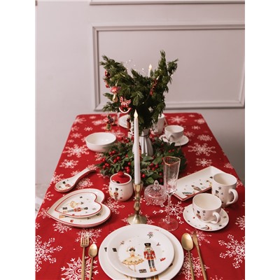 Тарелки сервировочные новогодние Доляна «Сказочный бал.Щелкунчик», набор 2 шт., 22.5×2.6 см, 16.5×2 см, доломит, белые