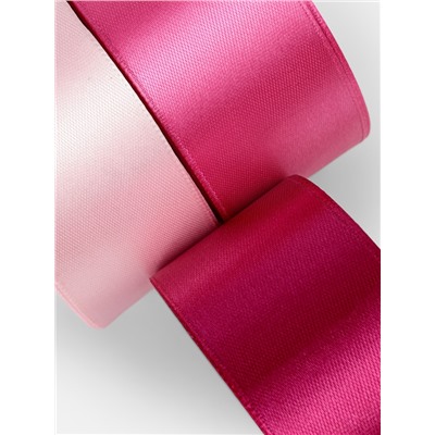 Атласная лента, набор 3 шт., 40 мм, 23±1 м, розовая