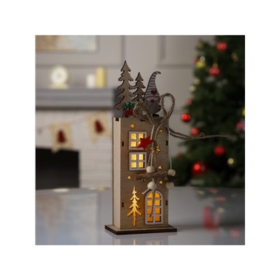 Светодиодная фигура «Фабрика подарков» 7.5×22×5 см, дерево, батарейки LR1130×3 (в комплекте), свечение тёплое белое