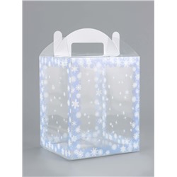 Коробка подарочная новогодняя складная ПВХ «Зимушка» 12×12×15 см