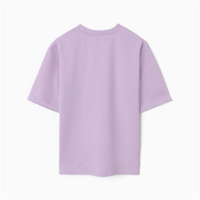 Футболка оверсайз с нашивкой женская MINAKU: One Most Brand, сиреневая, размер 46