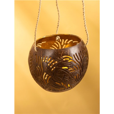 Подсвечник подвесной из кокоса, 9-12 см, коричневый