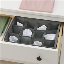 Органайзер для хранения белья Доляна «Фора», 12 ячеек, 32×24×12 см, серый