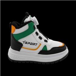 Кроссовки зимние на меху В7186-6 бело зеленые