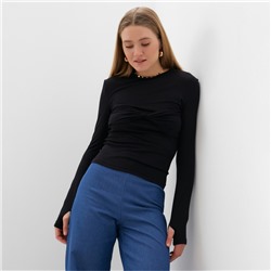 Лонгслив женский MINAKU: Casual Collection, чёрный, размер 44