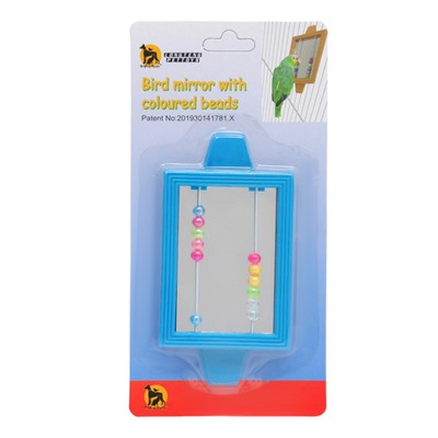 Игрушка для птиц «Зеркало с бусами», 13×6.7 см, цвет МИКС