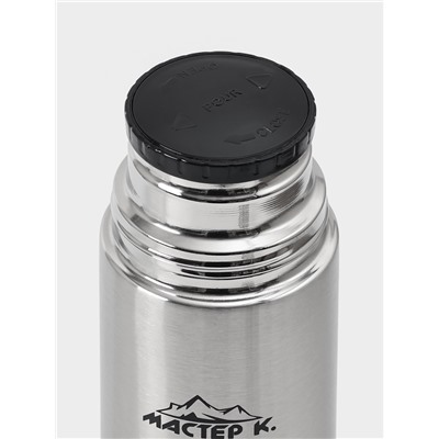 Термос гильза Мастер К, 1 л, с кружкой, сохраняет тепло 24 ч, нержавеющая сталь, цвет хром