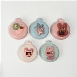 Расчёска массажная «Мягкие зверята», складная, с зеркалом, d=7.5 см, МИКС