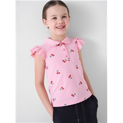 Джемпер трикотажный с воротником поло для девочек