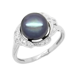 Кольцо из серебра жемчуг, км075ч