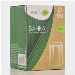 Банка для сыпучих BellaTenero «Эко. Квадратная», 1.2 л, 10×15.5 см, с бамбуковой крышкой, стекло, прозрачная