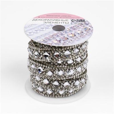 Стразы термоклеевые «Квадрат», ширина - 13 мм, 4.5 ± 0.5 м, цвет серебряный