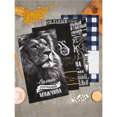 Набор кухонных полотенец Доляна Mens, 35×60 см-4 шт., 100% хлопок