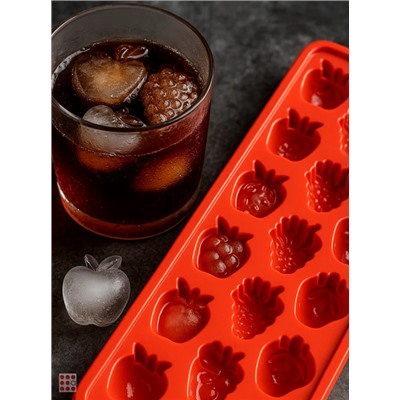 Форма для льда пластиковая в виде фруктов, С крышкой17 ячеек