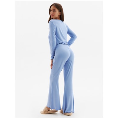 Пижама женская (лонгслив, брюки) MINAKU: Home collection, размер 50, голубая