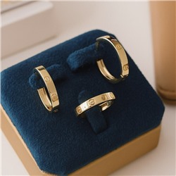 Комплект ювелирной бижутерии Итальянское золото (покрытие желтое 14к), серьги и кольцо 17 р, арт.313.339-17