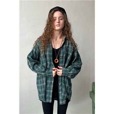 Рубашка женская  HUG077/14/Зеленый, бежевый