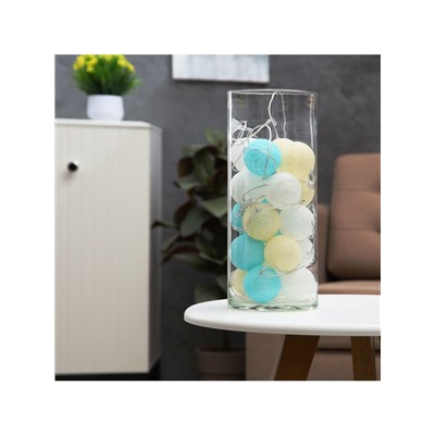 Гирлянда «Нить» 5 м с насадками «Клубки пастельные», IP20, прозрачная нить, 20 LED, свечение белое, 220 В