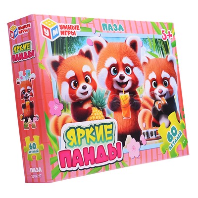 Пазлы 60 "Яркие панды"