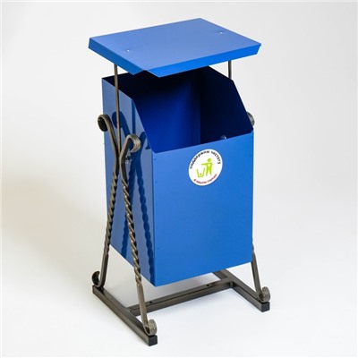 Урна для мусора «Квадратная», уличная, с крышей, 22 л, бак 0.5 мм, 63×33×33 см, синяя