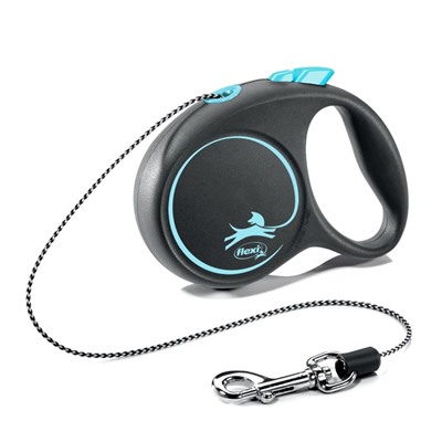 Рулетка Flexi Black Design XS (до 8 кг) 3 м трос, черный/голубой