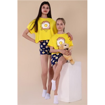 Пижама для девочки Яичница арт. ПД-019-036 (Желтый)