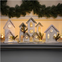 Фигура деревянная «Хижина», 28×29×7 см, 10 LED, батарейки AAx2 (не в комплекте), свечение теплое белое