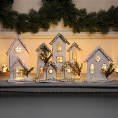 Фигура деревянная «Хижина», 28×29×7 см, 10 LED, батарейки AAx2 (не в комплекте), свечение теплое белое