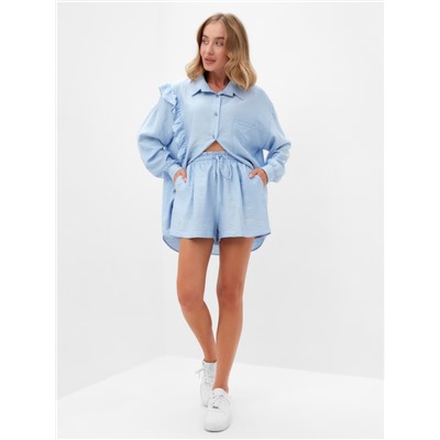 Костюм женский (блузка, шорты) MINAKU: Casual Collection, голубой, размер 48