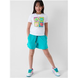 Комплект трикотажный для девочек: фуфайка (футболка), шорты