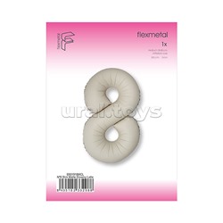 Шар (40''/102 см) Цифра, 8 Slim, Кремовый Латте, Матовый, 1 шт. в уп.