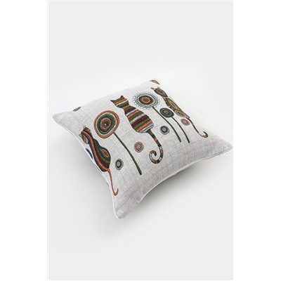 Наволочка декоративная рогожка Lizzy Home размер 50х50 см рисунок кошки НАТАЛИ, 1126689