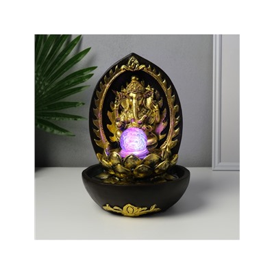 Фонтан настольный с подсветкой «Ганеша в арке у лотоса», от сети, 22×22×31 см