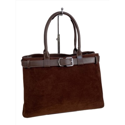 Женская сумка из искусственной замши, цвет тёмно коричневый