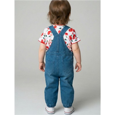 Полукомбинезон детский текстильный джинсовый для девочек