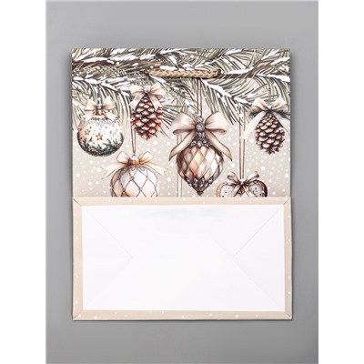 Пакет подарочный новогодний ламинированный, «Новогодние игрушки», 18×10×22.3 см