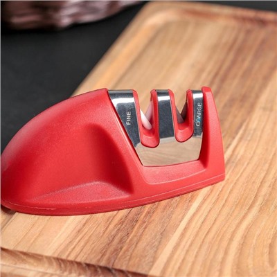 Точилка для ножей с полировкой, 10×5×4 см, красная