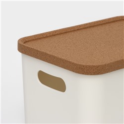 Корзина для хранения Korely maxi, 2.4 л, 23.5×16.5×13.5 см, с крышкой, цвет слоновая кость