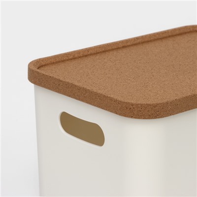 Корзина для хранения Korely maxi, 2,4 л, 23,5×16,5×13,5 см, с крышкой, цвет слоновая кость