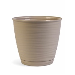 Горшок для цветов с поддоном Saffron, 9.1 л, d=26.7 см, h=24.5 см, пластиковый, бежевый