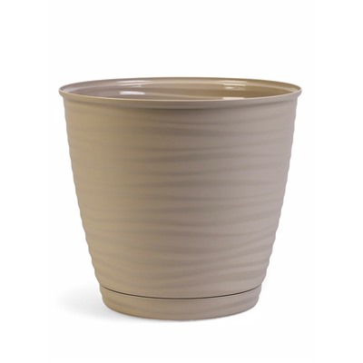Горшок для цветов с поддоном Saffron, 9.1 л, d=26.7 см, h=24.5 см, пластиковый, бежевый