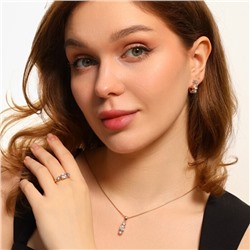 Комплект ювелирной бижутерии коллекция "Дубай"  серьги, кулон и кольцо 17 р, покрытие позолота, вставка: фианиты, цвет: прозрачный, арт.213.518-17