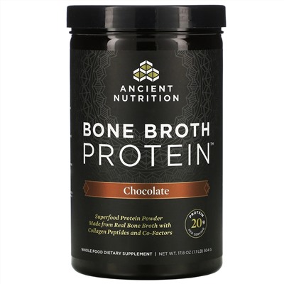 Dr. Axe / Ancient Nutrition, протеин из костного бульона, со вкусом шоколада, 504 г (17,8 унции)